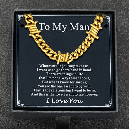 To My Men Barbed Wire Cuban Chain Choker Necklace Gift for Him FaithHeart Jewelry