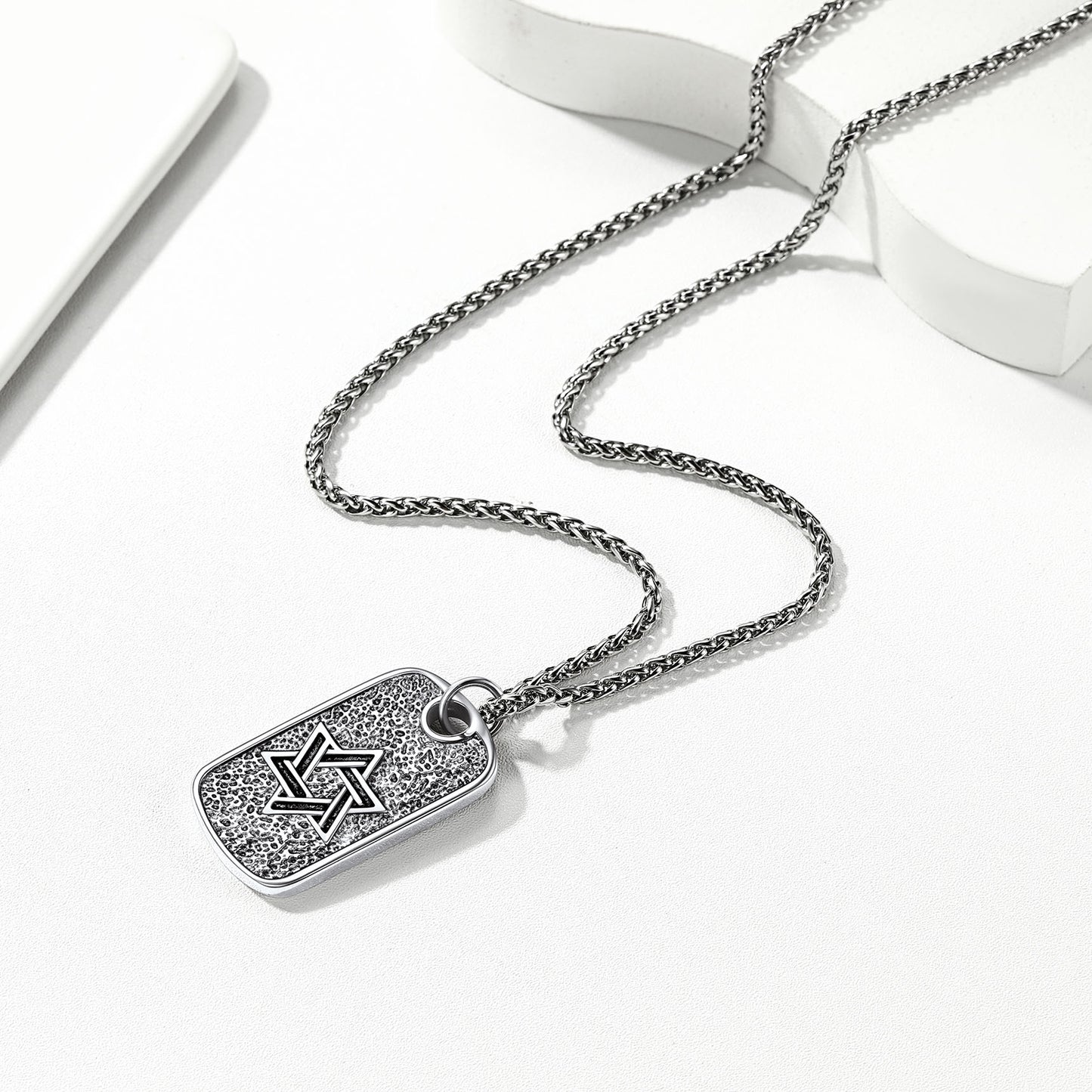 Flash Sale Hebrew Jewish Star of David Dog Tag Necklace with Knight Cross