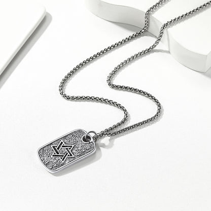 Flash Sale Hebrew Jewish Star of David Dog Tag Necklace with Knight Cross