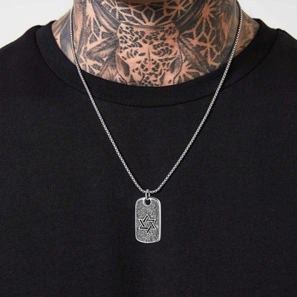 Flash Sale Hebrew Jewish Star of David Dog Tag Necklace with Knight Cross
