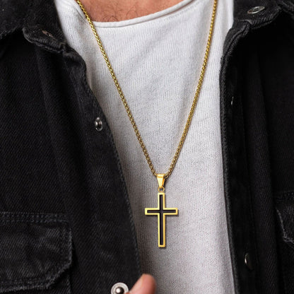 Christian Black Enamel Cross Necklace For Men Women