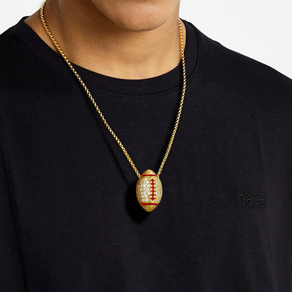 3D Zirconia American Football Pendant for Sports Fan