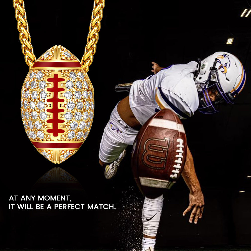 3D Zirconia American Football Pendant for Sports Fan
