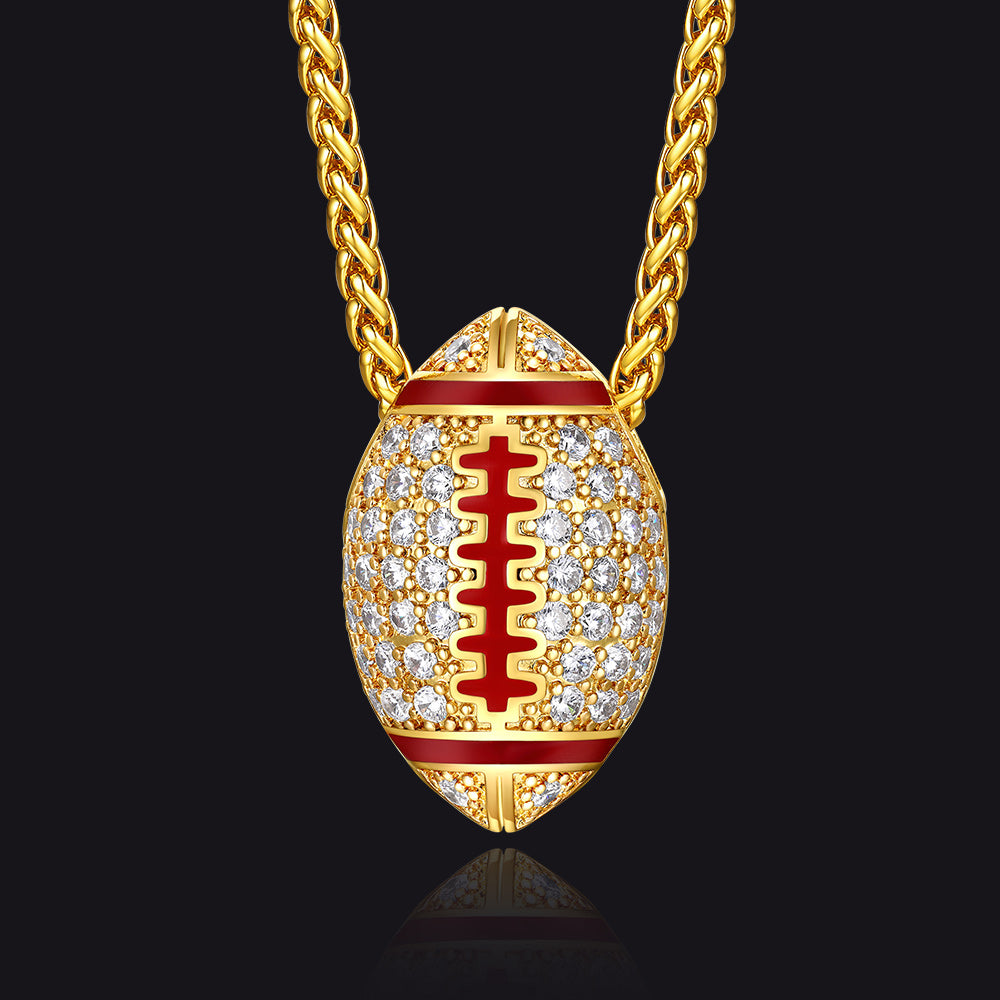 3D Zirconia American Football Pendant for Sports Fan