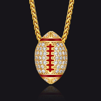 3D Zirconia American Football Pendant for Sports Fan