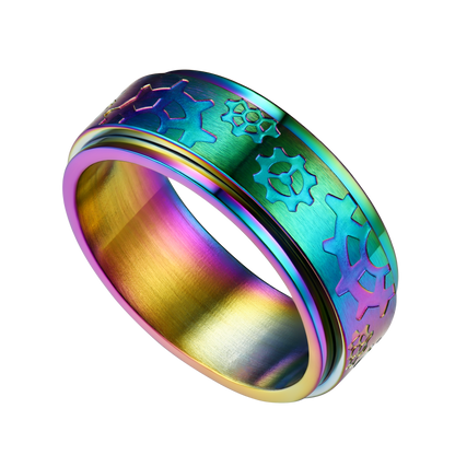 Rotatable Star Moon, Sun Turning Ring