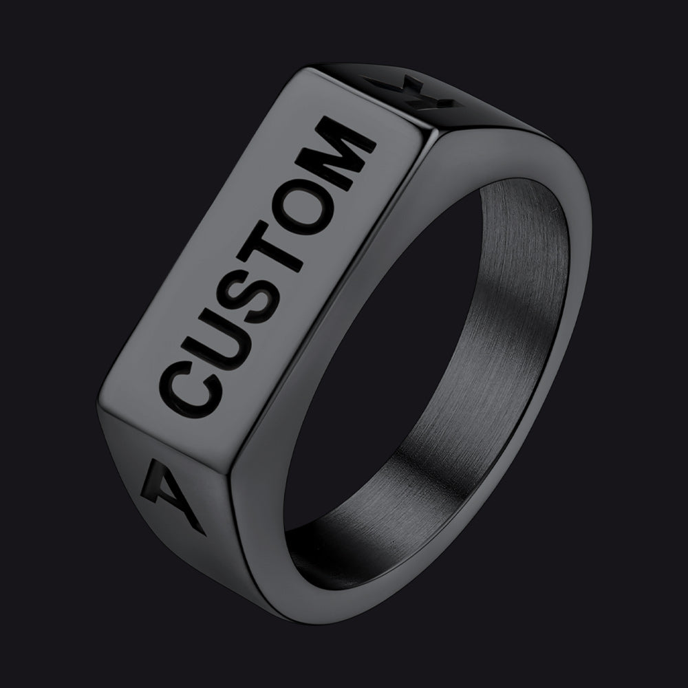 Black Customizable Comfort Fit Band Ring