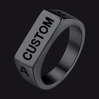 Black Customizable Comfort Fit Band Ring