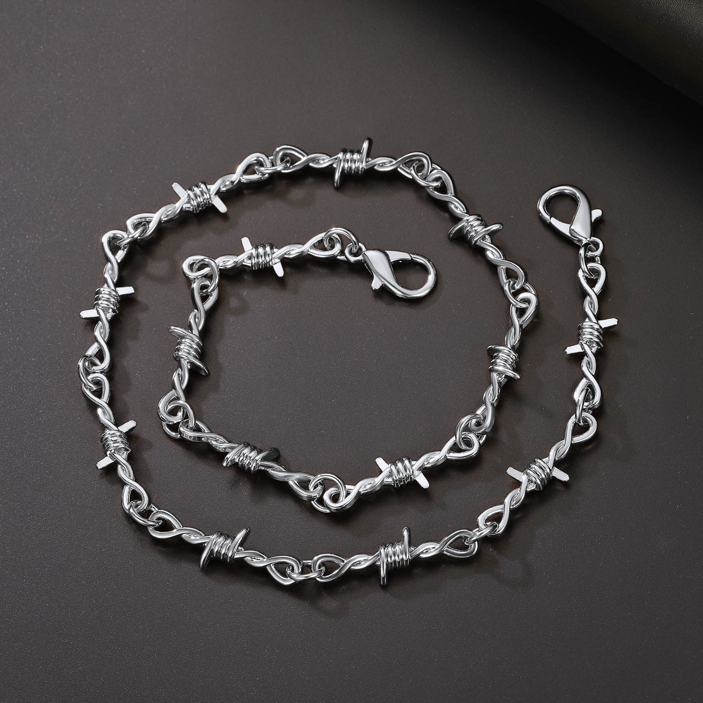 Gothic Barb Wire Cuban Chain Thorn Necklace for Men Women