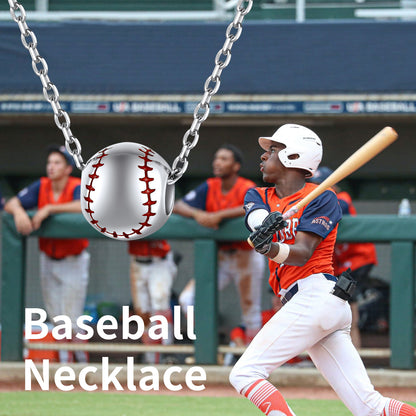 Sterling Silver Baseball Pendant Necklace for Women Boys