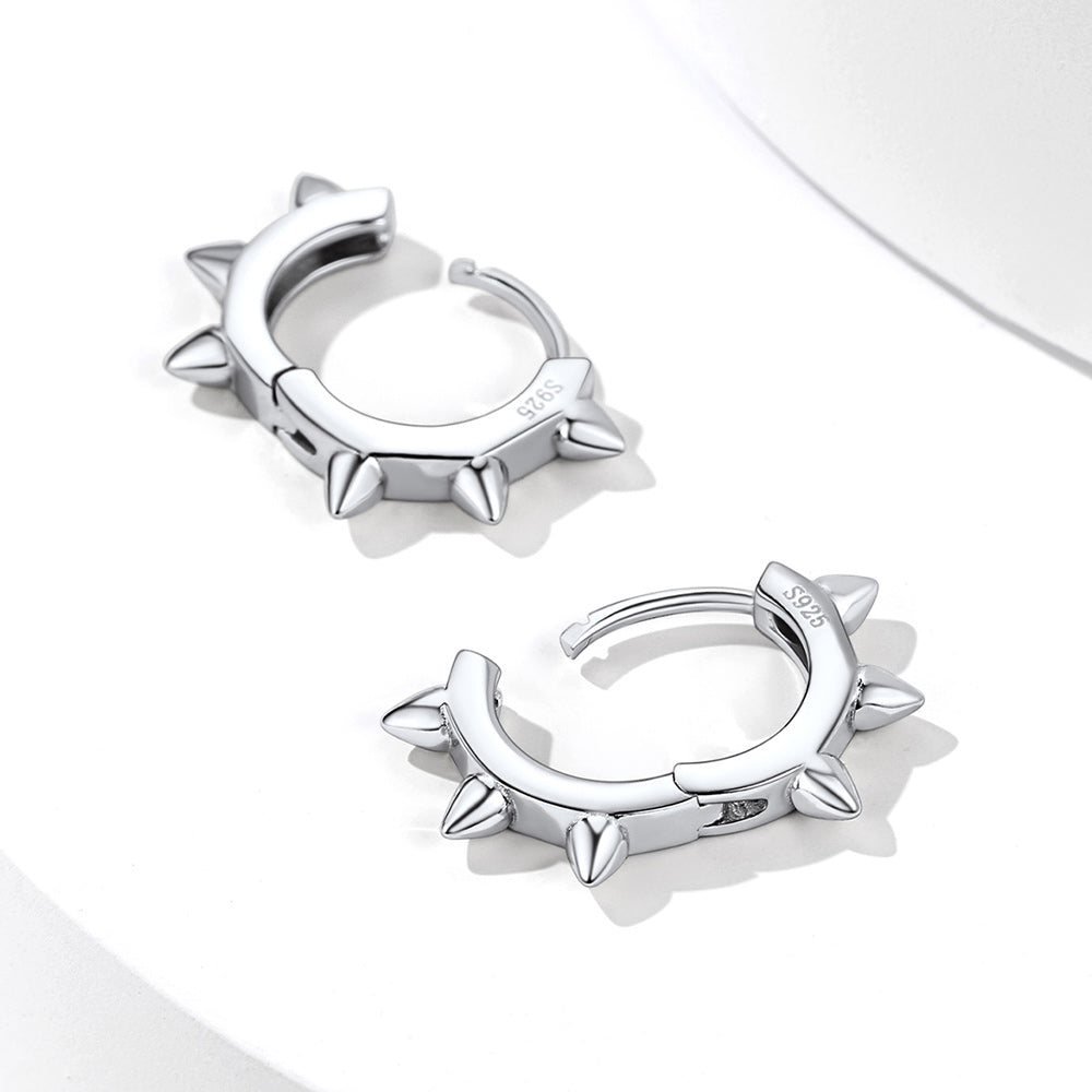 S925 Silver Basic Hedgehog Hoop Earrings For Men Women