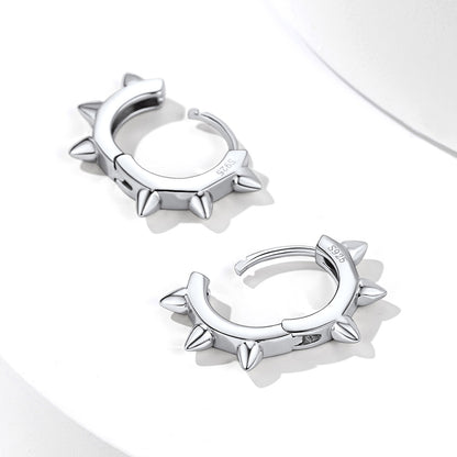 S925 Silver Basic Hedgehog Hoop Earrings For Men Women