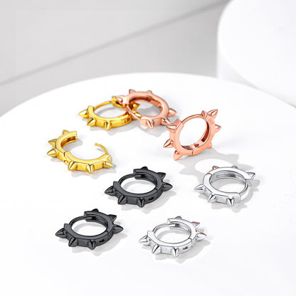 S925 Silver Basic Hedgehog Hoop Earrings For Men Women