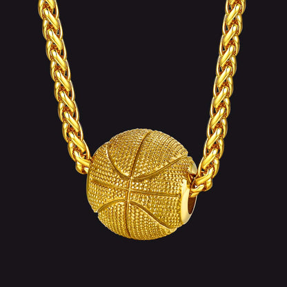 3D Basketball Pendant Necklace for Boys Men