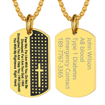 Custom Engraved Military Bible Cross Dog Tag Necklace For Men