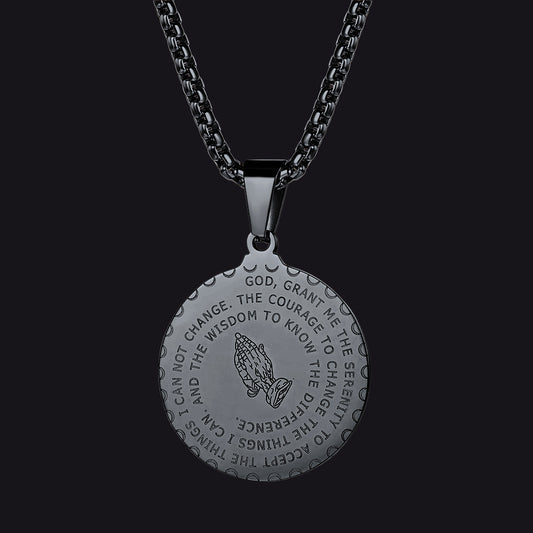 Bible Verse Prayer Hands Coin Medal Necklace for Men