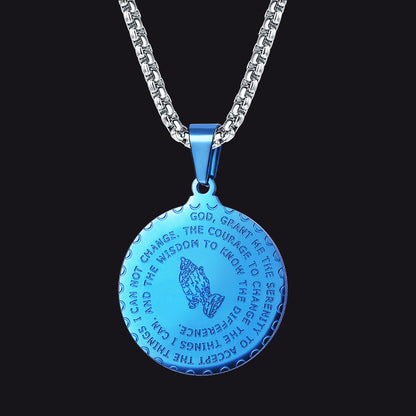 Bible Verse Prayer Hands Coin Medal Necklace for Men