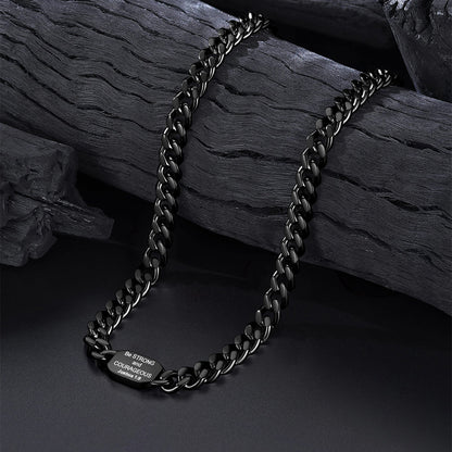 Bible Verse Joshua 1:9 Cross Cuban Chain Link Necklace for Men - FaithHeart Jewelry