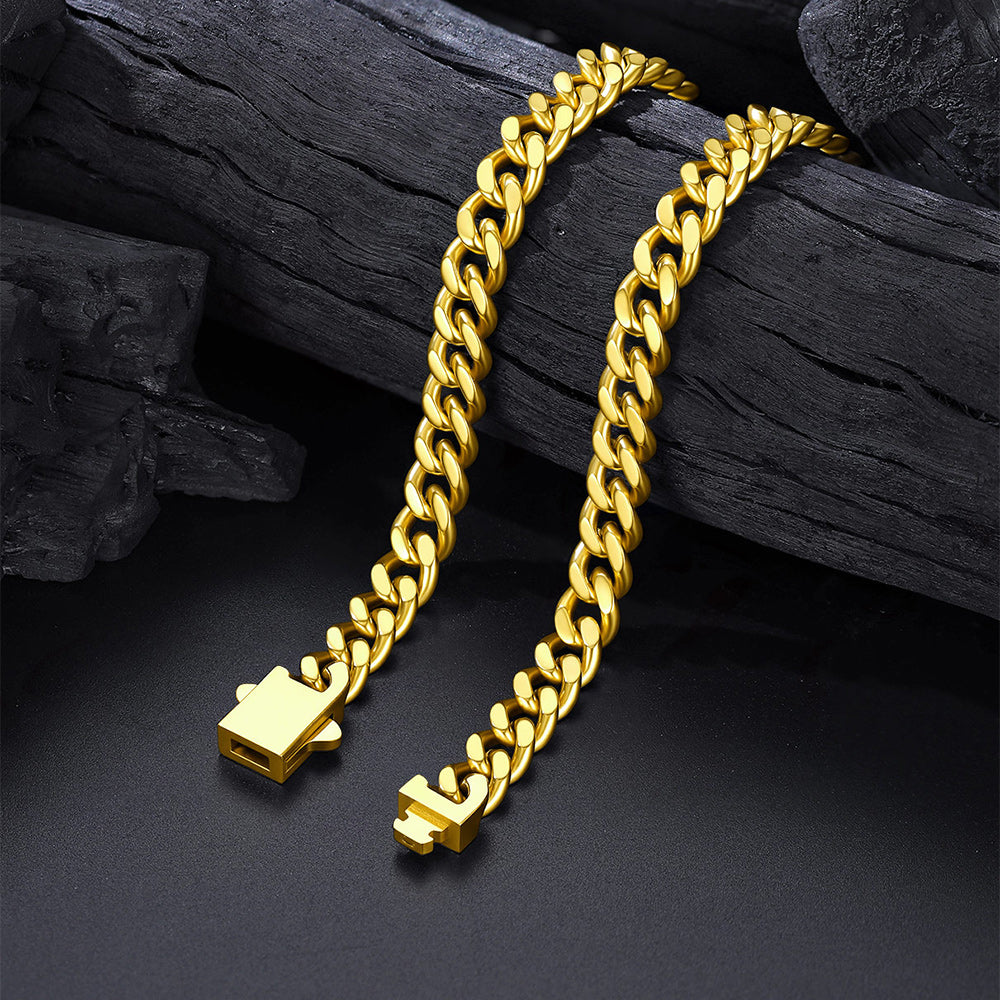 Bible Verse Joshua 1:9 Cross Cuban Chain Link Necklace for Men - FaithHeart Jewelry