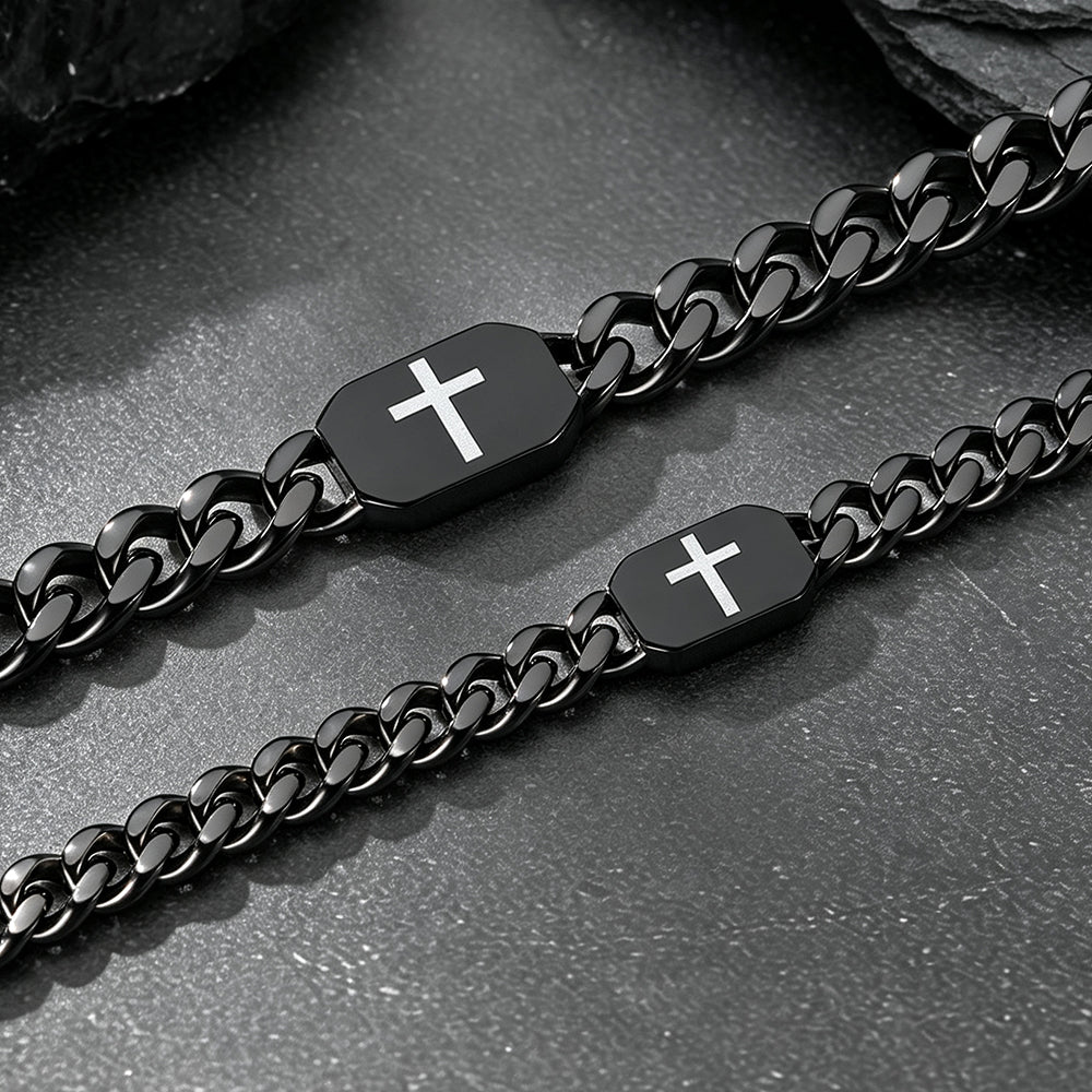 7MM & 9MM Width Bible verse cross Cuban chain necklace