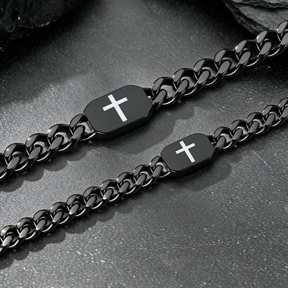 7MM & 9MM Width Bible verse cross Cuban chain necklace