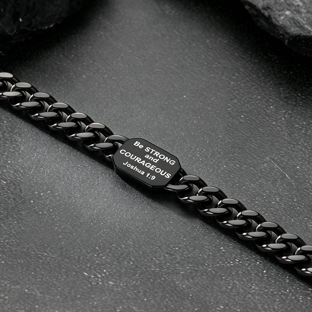 Custom Bible verse engraving on ccuban  chain– personalized scripture jewelry with your chosen verse