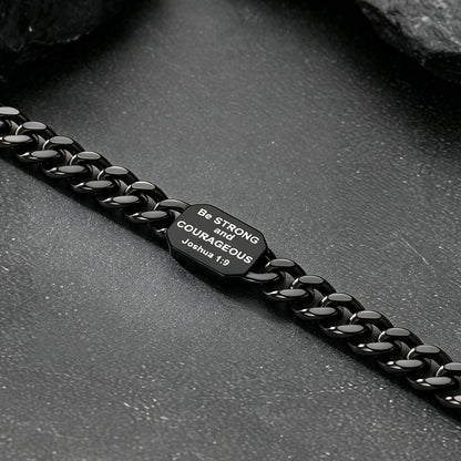 Custom Bible verse engraving on ccuban  chain– personalized scripture jewelry with your chosen verse