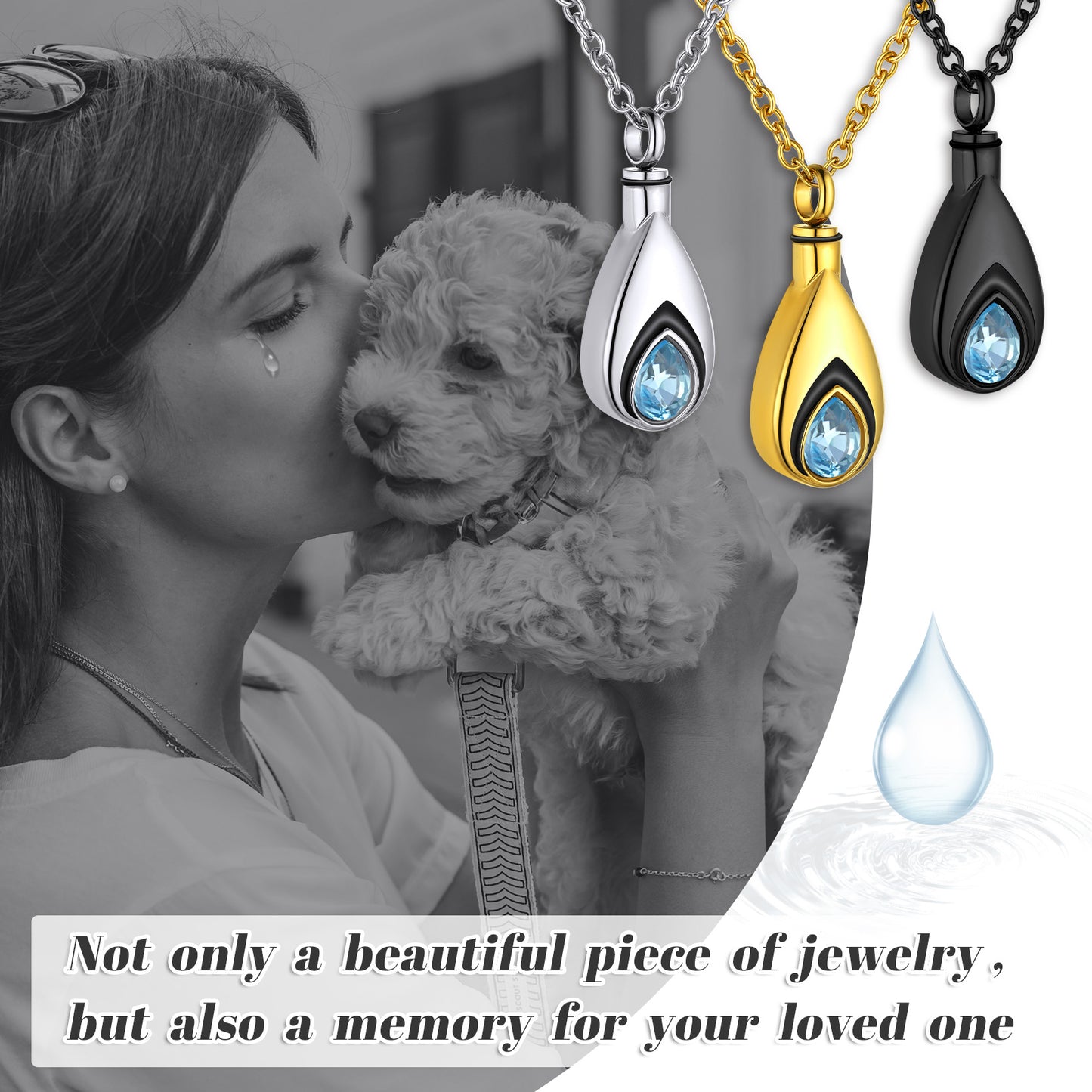 Custom Tear Drop Birthstone Urn Necklaces Cremation Jewelry for Ashes for Women