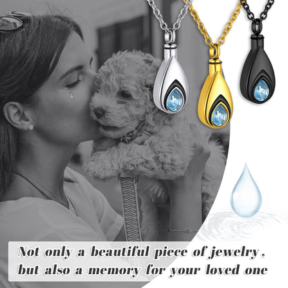 Tear Drop Birthstone Urn Necklaces Cremation Jewelry for Ashes for Women