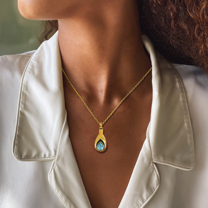 Tear Drop Birthstone Urn Necklaces Cremation Jewelry for Ashes for Women