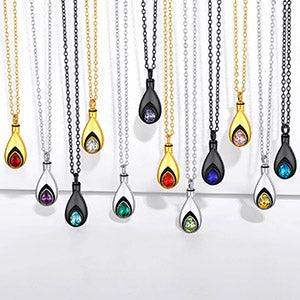 Tear Drop Birthstone Urn Necklaces Cremation Jewelry for Ashes for Women