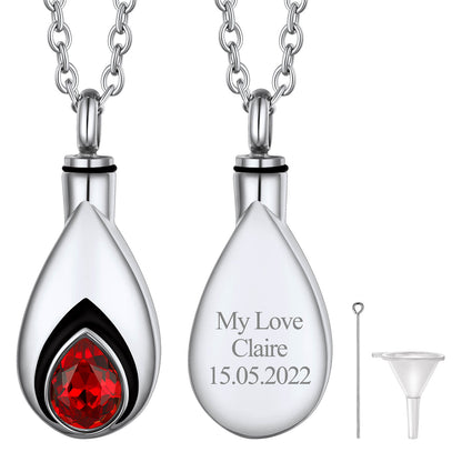 Tear Drop Birthstone Urn Necklaces Cremation Jewelry for Ashes for Women