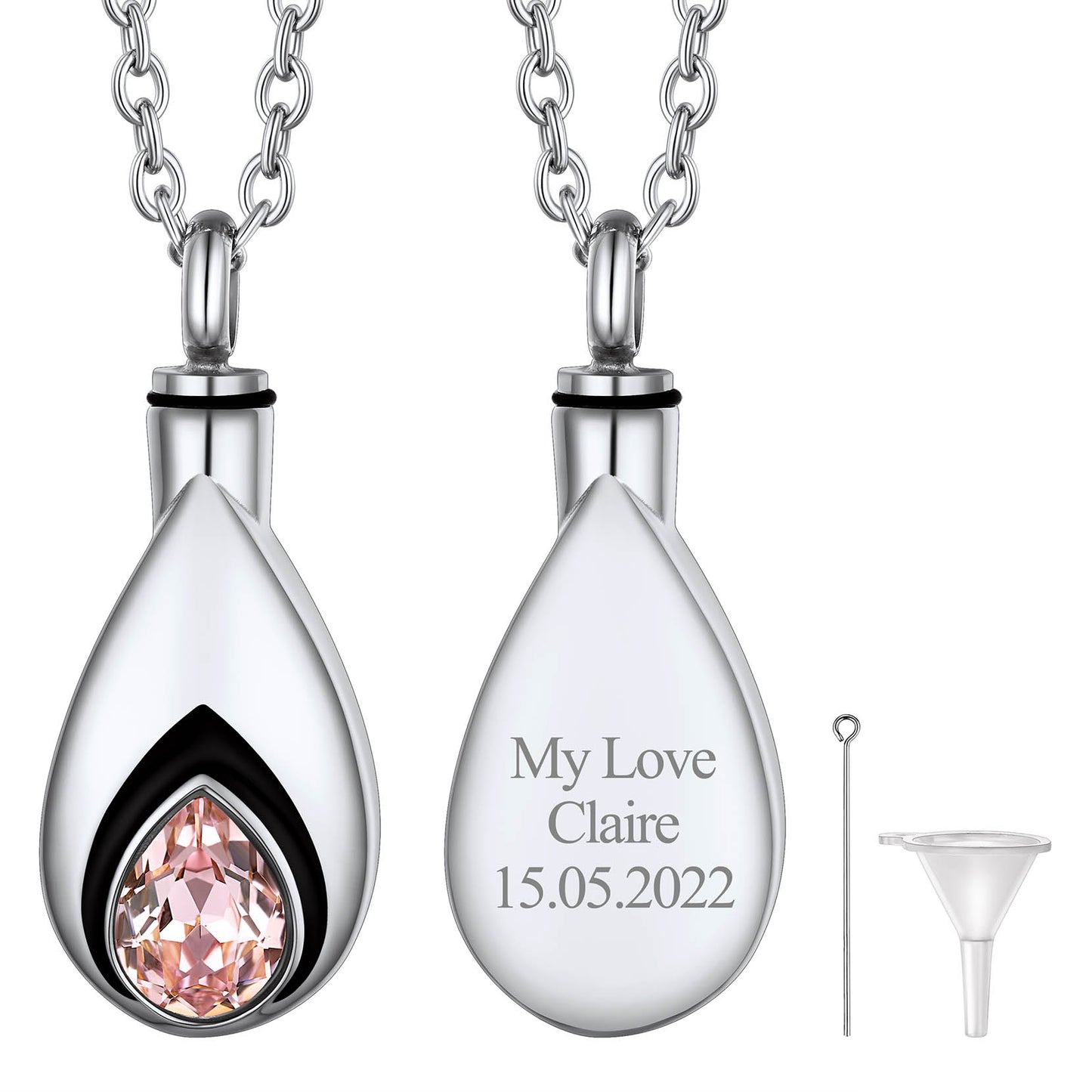 Custom Tear Drop Birthstone Urn Necklaces Cremation Jewelry for Ashes for Women