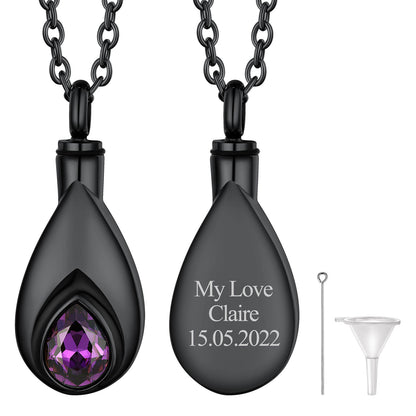 Tear Drop Birthstone Urn Necklaces Cremation Jewelry for Ashes for Women