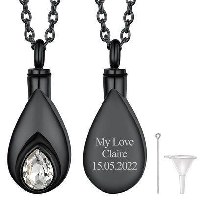 Tear Drop Birthstone Urn Necklaces Cremation Jewelry for Ashes for Women