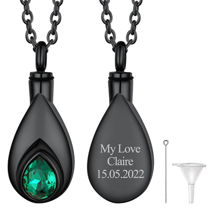Tear Drop Birthstone Urn Necklaces Cremation Jewelry for Ashes for Women