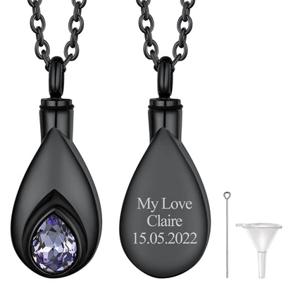 Tear Drop Birthstone Urn Necklaces Cremation Jewelry for Ashes for Women