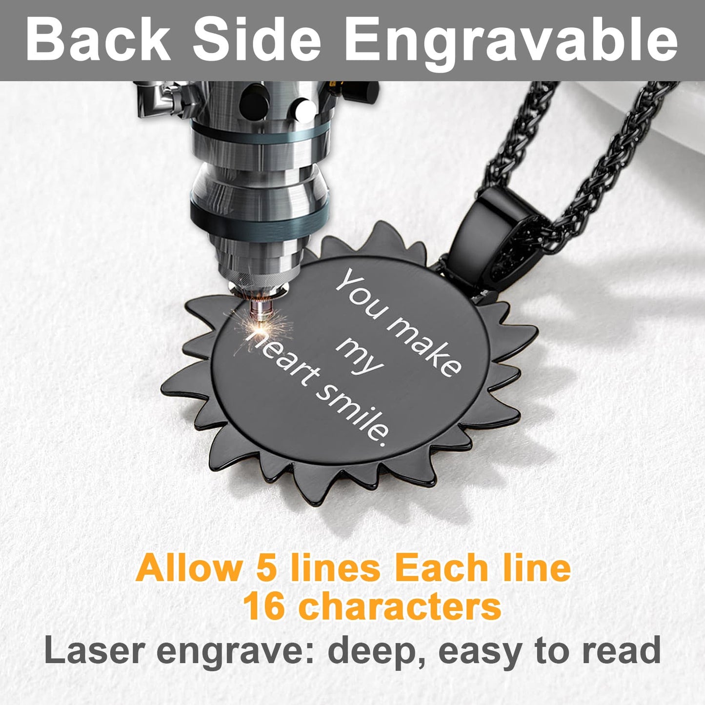 Custom Picture Sun Necklace with CZ for Men