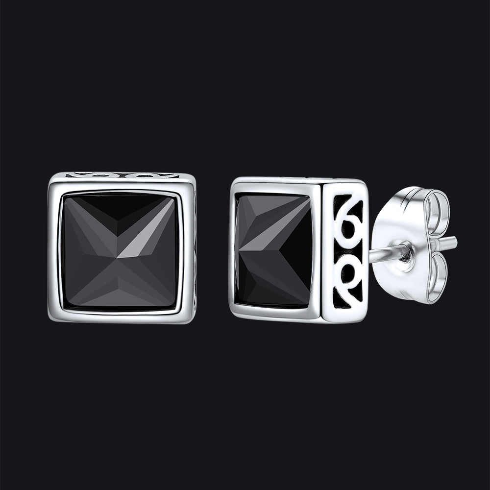 Celtic Knot Black Cubic Zirconia Stud Earrings for Men