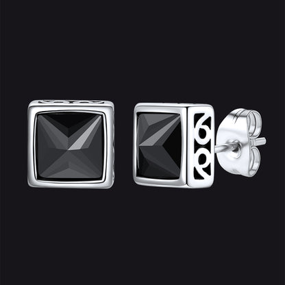 Celtic Knot Black Cubic Zirconia Stud Earrings for Men