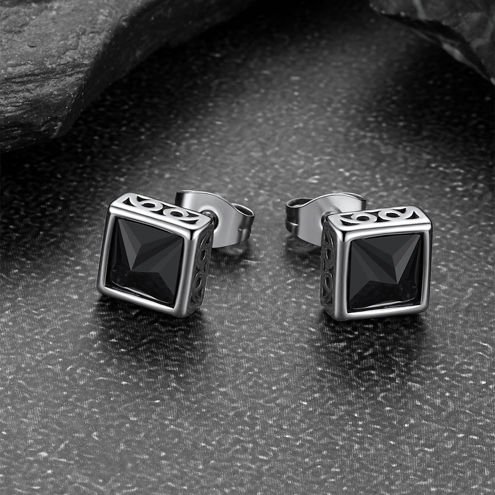 Celtic Knot Black Cubic Zirconia Stud Earrings for Men