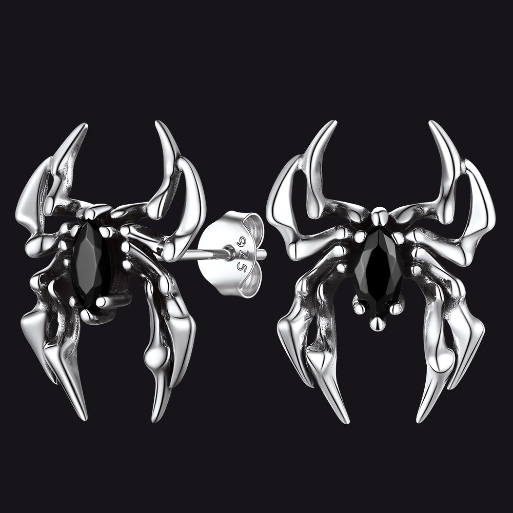 FaithHeart Gothic Black Onyx Spider Earrings for Men in S925 Silver FaithHeartimg