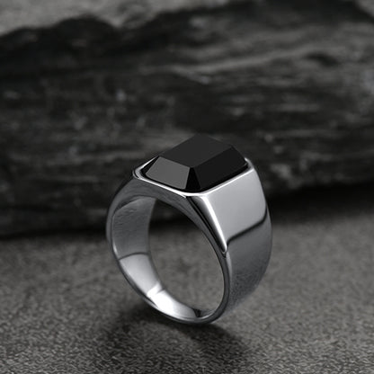 Black Onyx Stone Ring Signet Ring For Men Size 07-12