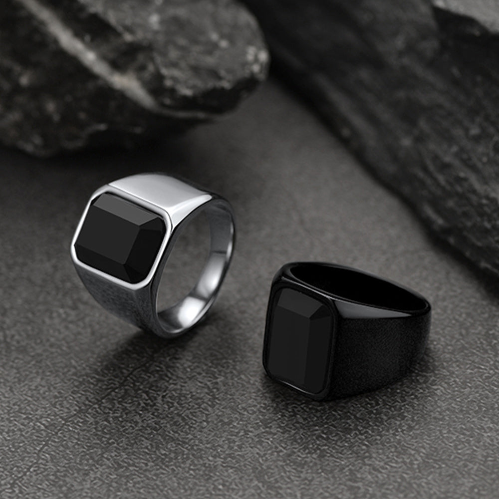 Black Onyx Stone Ring Signet Ring For Men Size 07-12