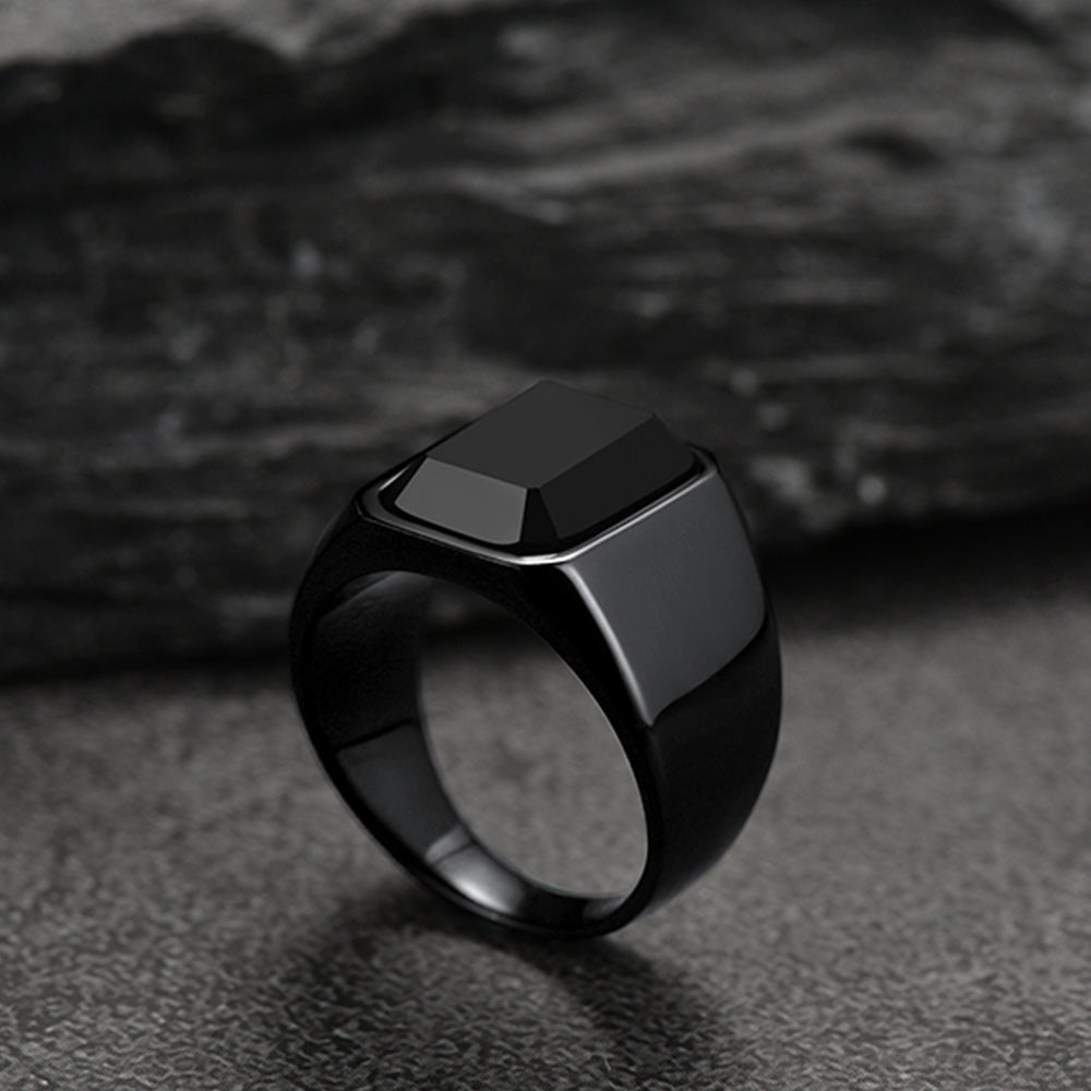 Black Onyx Stone Ring Signet Ring For Men Size 07-12