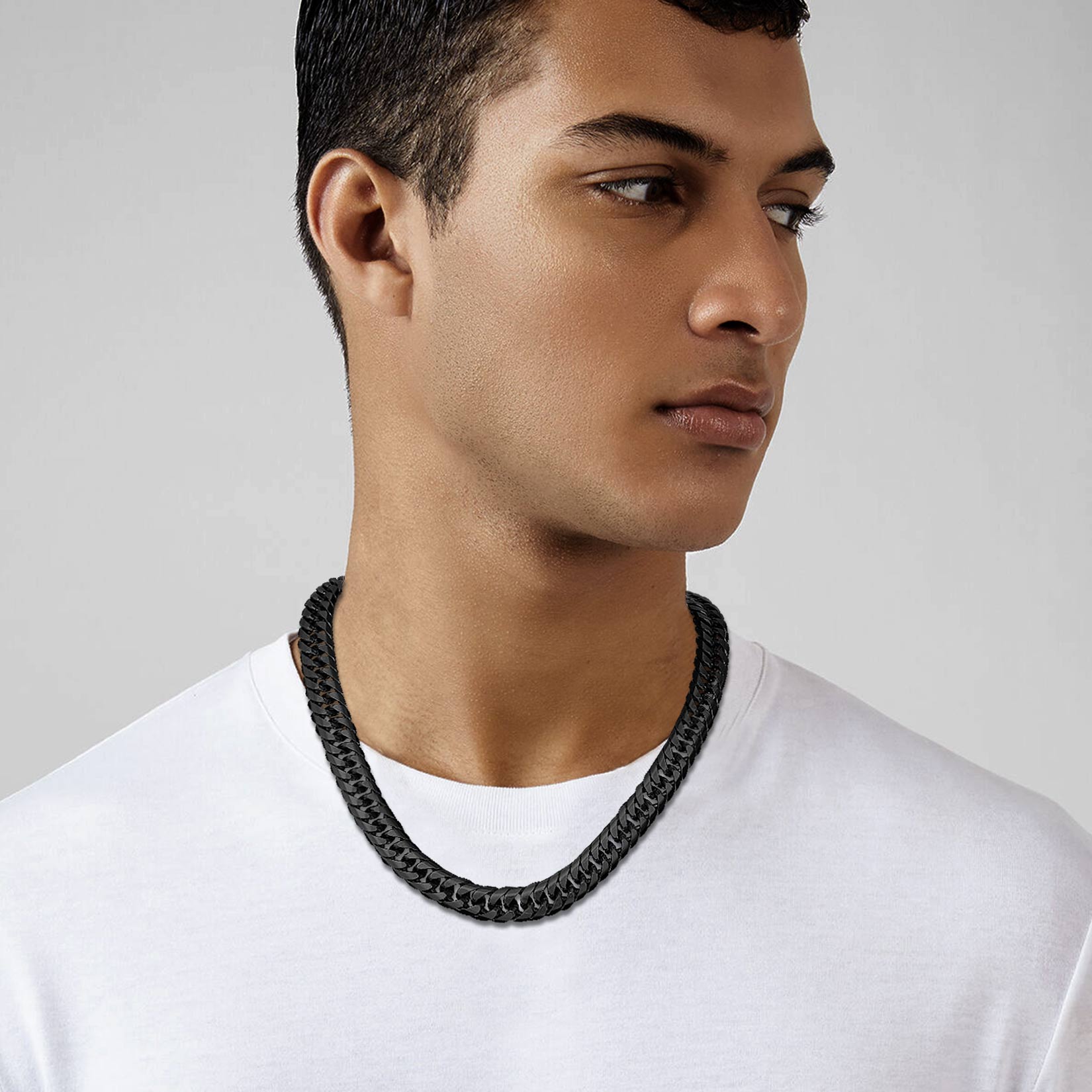 Black Miami Cuban Chain Necklace for Men