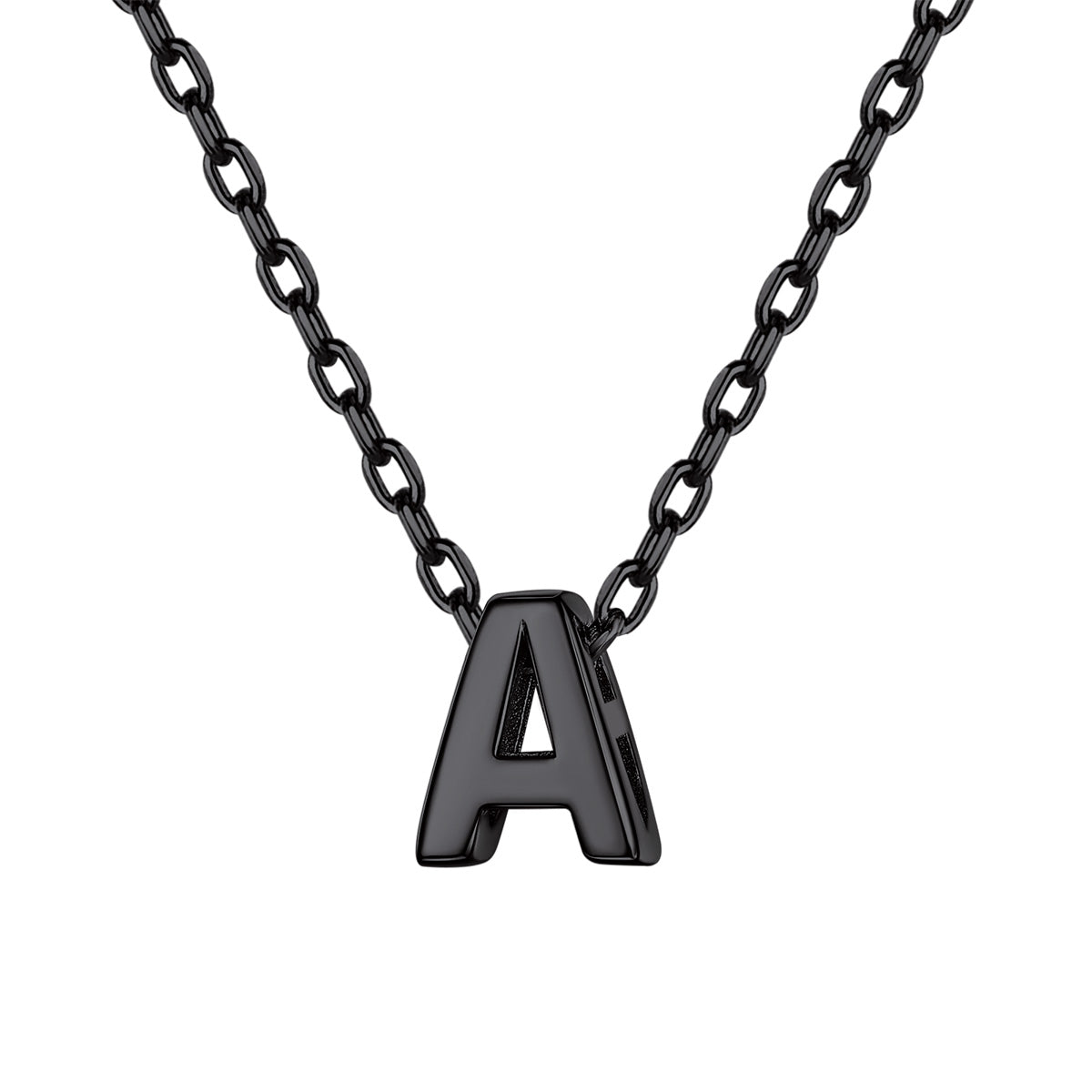 Black Plated Initial A Necklace for Women