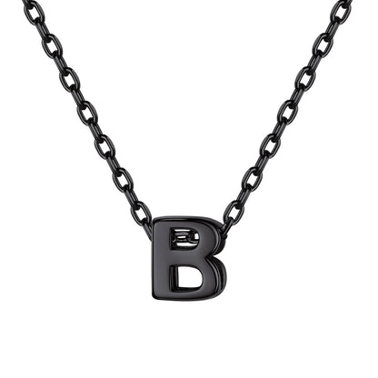 Black Plated Initial B Necklace for Women