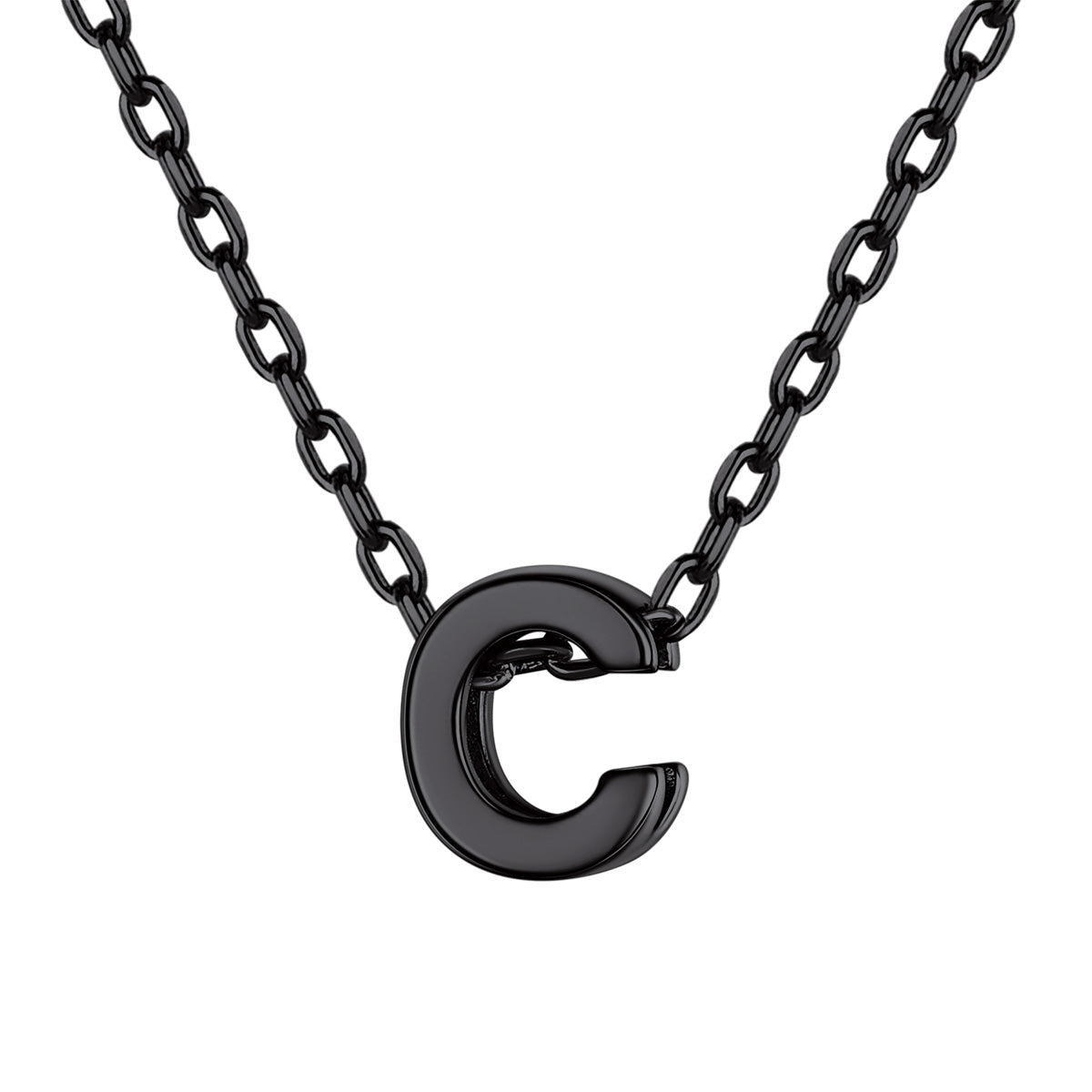 Black Plated Initial C Necklace for Women