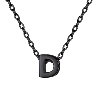 Black Plated Initial D Necklace for Women